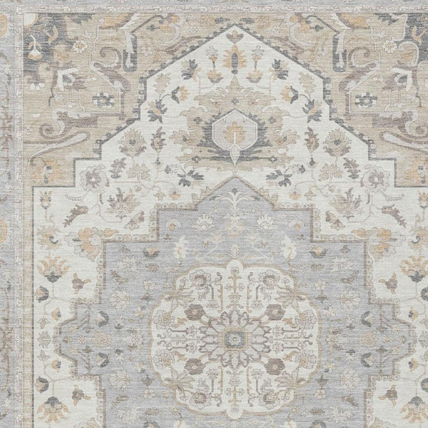 9x12 Oriental Polyester Area Rug Washable Indoor Outdoor Silver Fern Green