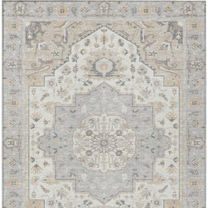 9x12 Oriental Polyester Area Rug Washable Indoor Outdoor Silver Fern Green