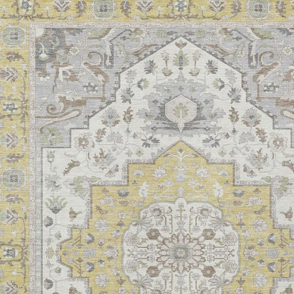 5 X 8 Wheat Taupe Oriental Polyester Area Rug Washable for Indoor Outdoor Use