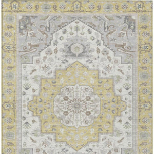 5 X 8 Wheat Taupe Oriental Polyester Area Rug Washable for Indoor Outdoor Use