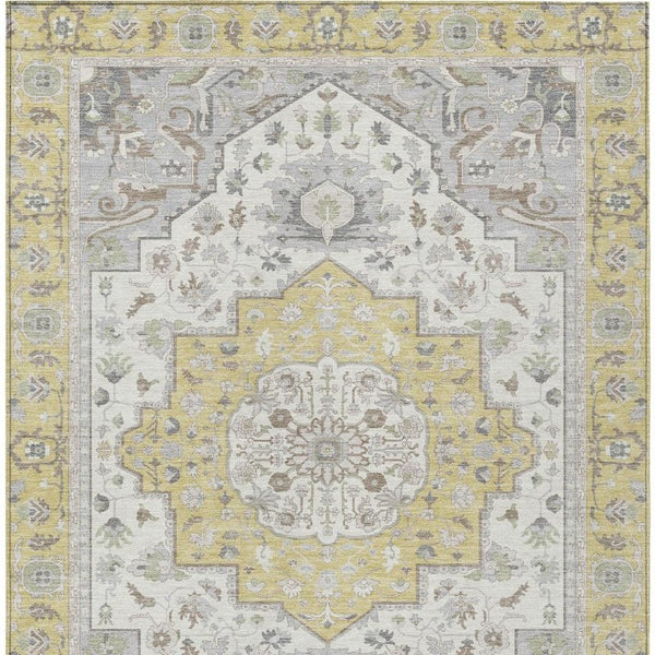 5 X 8 Wheat Taupe Oriental Polyester Area Rug Washable for Indoor Outdoor Use
