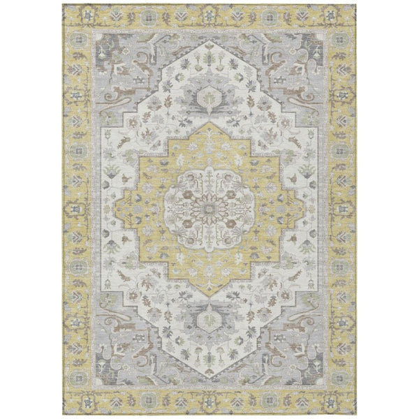 HomeRoots 8 Ft X 10 Ft Wheat Taupe Oriental Polyester Area Rug Stain Resistant Indoor Outdoor 736069