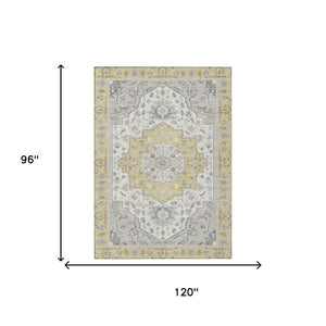 8 Ft X 10 Ft Wheat Taupe Oriental Polyester Area Rug Stain Resistant Indoor Outdoor