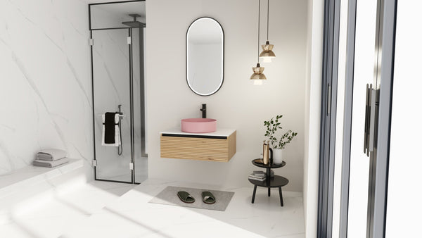 English Elm 30'' 30 Inch Floating Bathroom Vanity with Ceramic Vessel Sink and Soft Close Drawer W999S00361