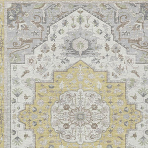 9 X 12 Wheat Taupe Oriental Polyester Area Rug Washable for Indoor Outdoor Use