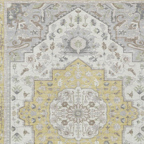 9 X 12 Wheat Taupe Oriental Polyester Area Rug Washable for Indoor Outdoor Use