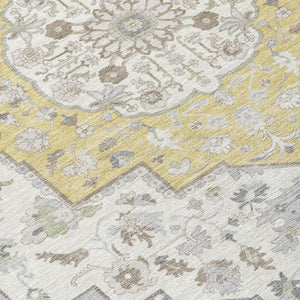 9 X 12 Wheat Taupe Oriental Polyester Area Rug Washable for Indoor Outdoor Use
