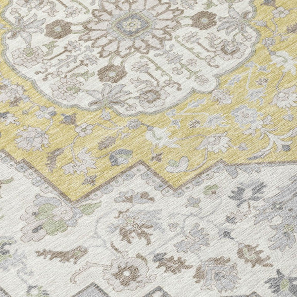 9 X 12 Wheat Taupe Oriental Polyester Area Rug Washable for Indoor Outdoor Use
