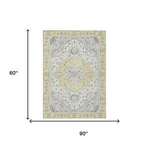 5x8 Oriental Polyester Area Rug Washable Stain Resistant Indoor Outdoor Patio Accent