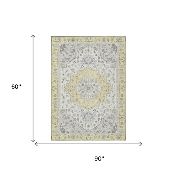 5x8 Oriental Polyester Area Rug Washable Stain Resistant Indoor Outdoor Patio Accent