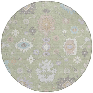 8 Ft Round Oriental Polyester Area Rug for Indoor Outdoor Spaces Washable