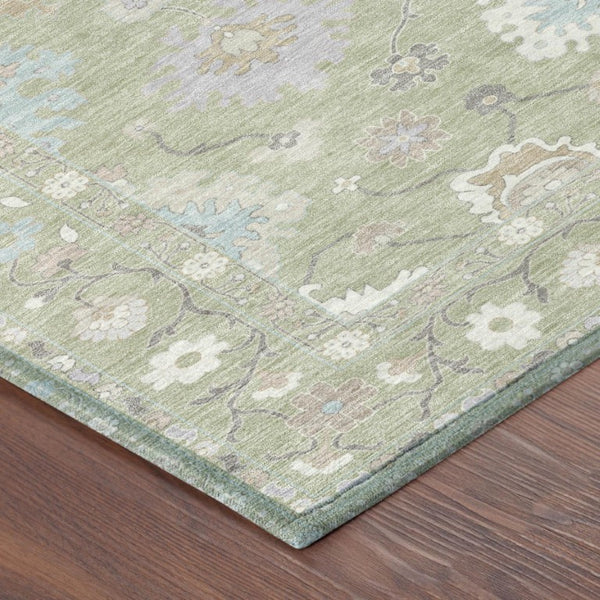 8 Ft Round Oriental Polyester Area Rug for Indoor Outdoor Spaces Washable