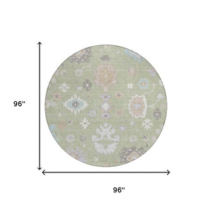 8 Ft Round Oriental Polyester Area Rug for Indoor Outdoor Spaces Washable