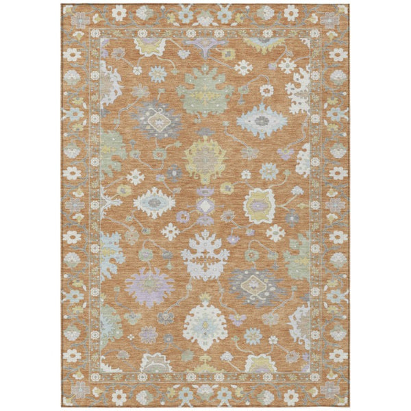 HomeRoots 8 X 10 Copper Gold Oriental Polyester Area Rug for Indoor Outdoor Living Spaces 736087
