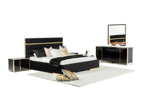 VIG Furniture Queen Nova Domus Montblanc Modern Black & Gold Bedroom Set VGHB-MONTBLANC-SET-Q