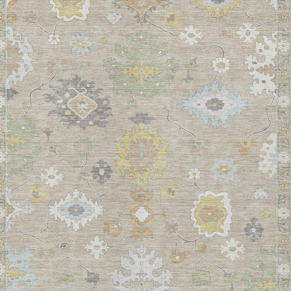 5 X 8 Ivory Gray Oriental Polyester Area Rug Stain Resistant Indoor Outdoor Use