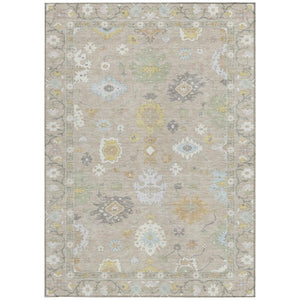 8x10 Ivory Gray Oriental Polyester Area Rug Stain Resistant for Patio or Living Room