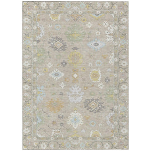 HomeRoots 9x12 Ivory Gray Oriental Polyester Area Rug Washable Stain Resistant Indoor Outdoor 736094