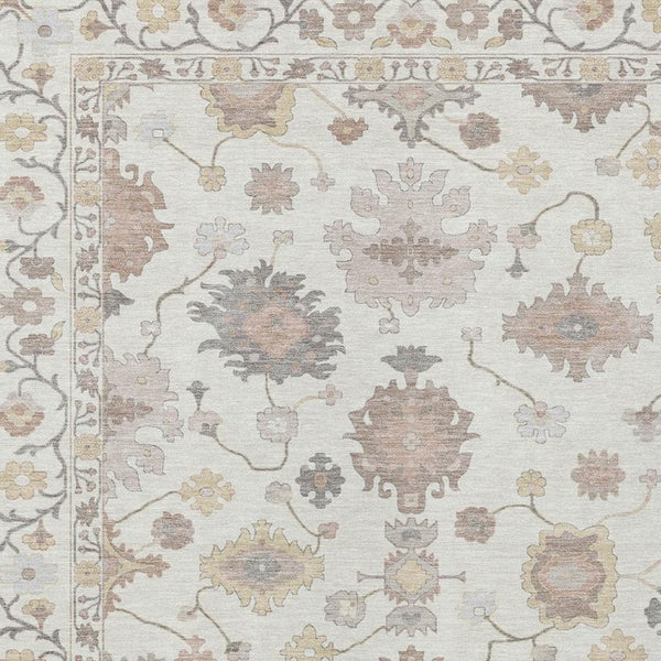 5x8 Ivory Sky Blue Oriental Polyester Area Rug Washable Stain Resistant Indoor Outdoor