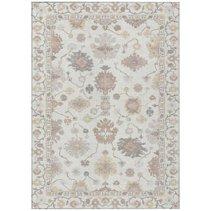 HomeRoots 8x10 Ivory Sky Blue Oriental Polyester Rug Washable Stain Resistant Indoor Outdoor 736099