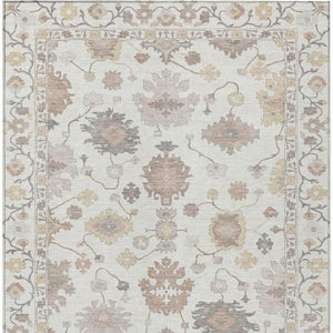 9 X 12 Ivory Blue Oriental Polyester Area Rug Stain Resistant Indoor Outdoor Use