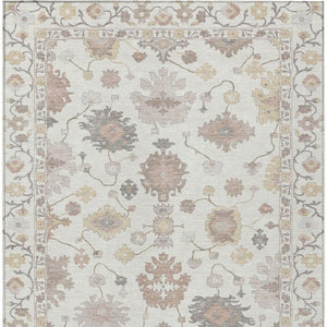 9 X 12 Ivory Blue Oriental Polyester Area Rug Stain Resistant Indoor Outdoor Use