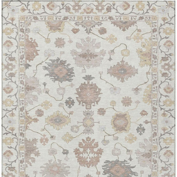 9 X 12 Ivory Blue Oriental Polyester Area Rug Stain Resistant Indoor Outdoor Use