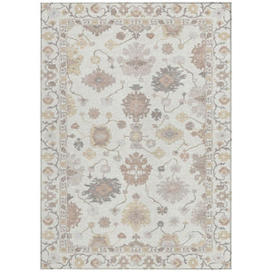10 X 14 Ivory Blue Oriental Polyester Area Rug Washable for Indoor Outdoor Use