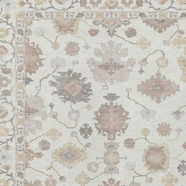 10 X 14 Ivory Blue Oriental Polyester Area Rug Washable for Indoor Outdoor Use