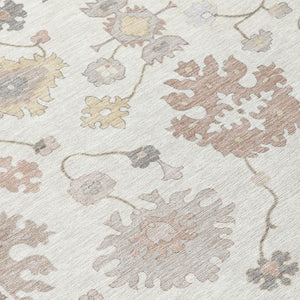 10 X 14 Ivory Blue Oriental Polyester Area Rug Washable for Indoor Outdoor Use
