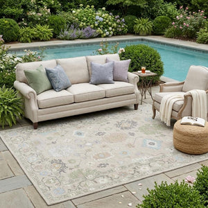 5x8 Polyester Oriental Area Rug Washable Indoor Outdoor Stain Resistant Patio