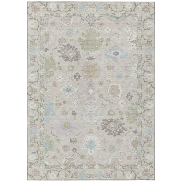 HomeRoots 5x8 Polyester Oriental Area Rug Washable Indoor Outdoor Stain Resistant Patio 736103