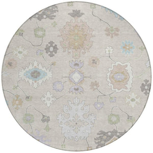 8 Ft Round Oriental Polyester Indoor Outdoor Rug Stain Resistant Patio Accent
