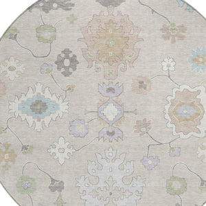 8 Ft Round Oriental Polyester Indoor Outdoor Rug Stain Resistant Patio Accent