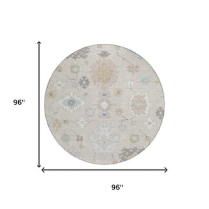8 Ft Round Oriental Polyester Indoor Outdoor Rug Stain Resistant Patio Accent