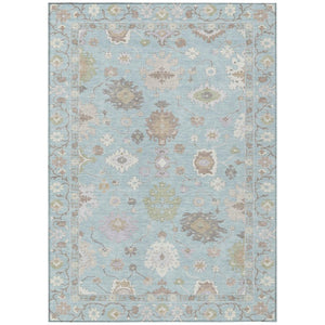 HomeRoots 10 X 14 Sky Blue Copper Oriental Polyester Rug Stain Resistant Indoor Outdoor Use 736113