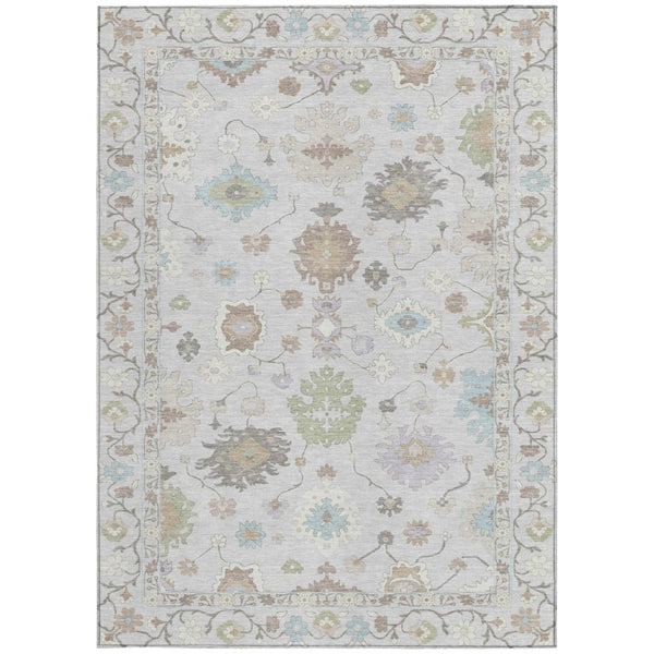 9 X 12 Gray Gold Oriental Polyester Area Rug Stain Resistant Indoor Outdoor Use