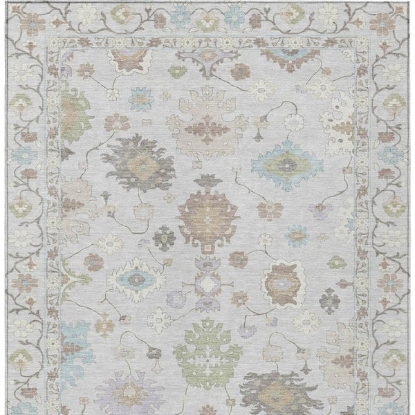 10 Ft X 14 Ft Gray Gold Oriental Polyester Washable Indoor Outdoor Area Rug