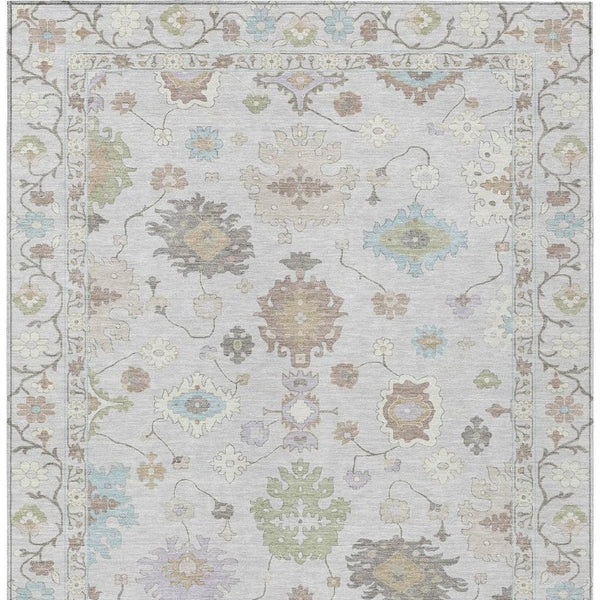 10 Ft X 14 Ft Gray Gold Oriental Polyester Washable Indoor Outdoor Area Rug
