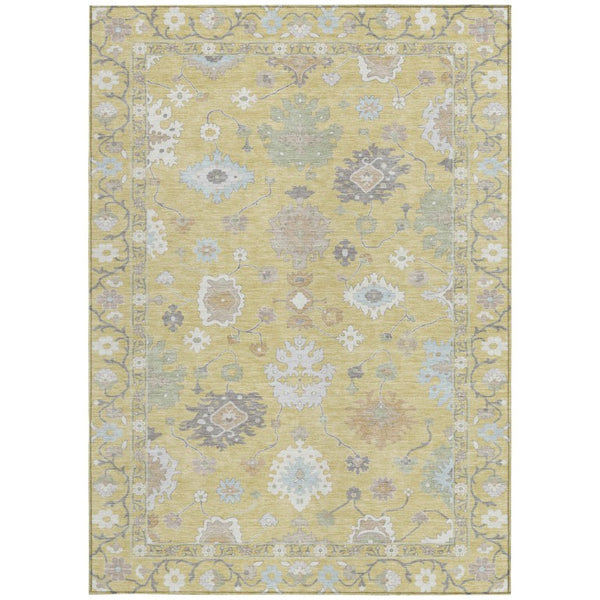 9 X 12 Wheat Ivory Oriental Polyester Area Rug Washable for Patio or Living Room