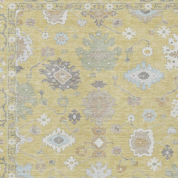 9 X 12 Wheat Ivory Oriental Polyester Area Rug Washable for Patio or Living Room