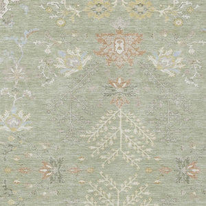 5 X 8 Oriental Polyester Area Rug Washable Indoor Outdoor Stain Resistant Green