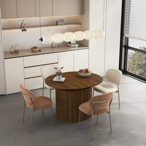English Elm Extendable Wood Console Dining Table Seats Ten Open Leg Design for Home or Office Brown W1321S00056