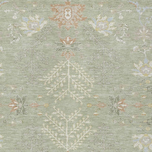 8 X 10 Oriental Polyester Area Rug Washable Stain Resistant Indoor Outdoor Green