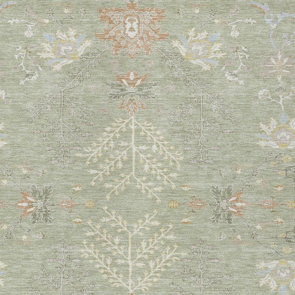 8 X 10 Oriental Polyester Area Rug Washable Stain Resistant Indoor Outdoor Green