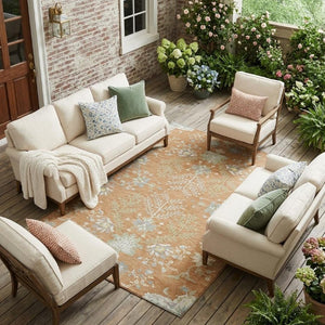 8 Ft X 10 Ft Oriental Polyester Area Rug Stain Resistant for Patio or Living Room