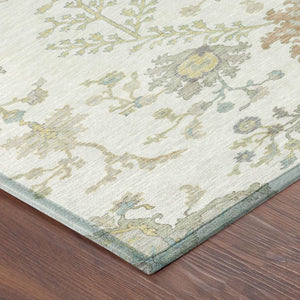 5x8 Ivory Beige Oriental Polyester Area Rug Washable Stain Resistant Indoor Outdoor