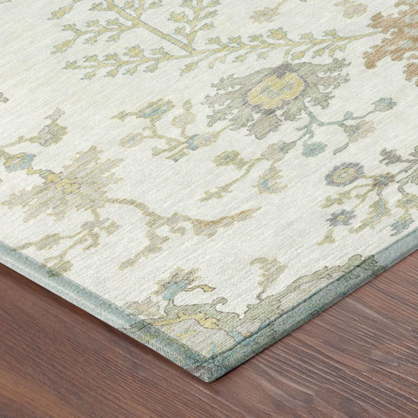 8 Ft Round Oriental Polyester Area Rug Washable Stain Resistant for Indoor Outdoor Use