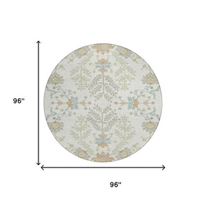 8 Ft Round Oriental Polyester Area Rug Washable Stain Resistant for Indoor Outdoor Use