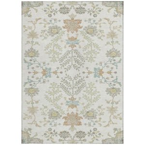 8 X 10 Ivory Beige Oriental Polyester Area Rug Washable for Indoor Outdoor Use